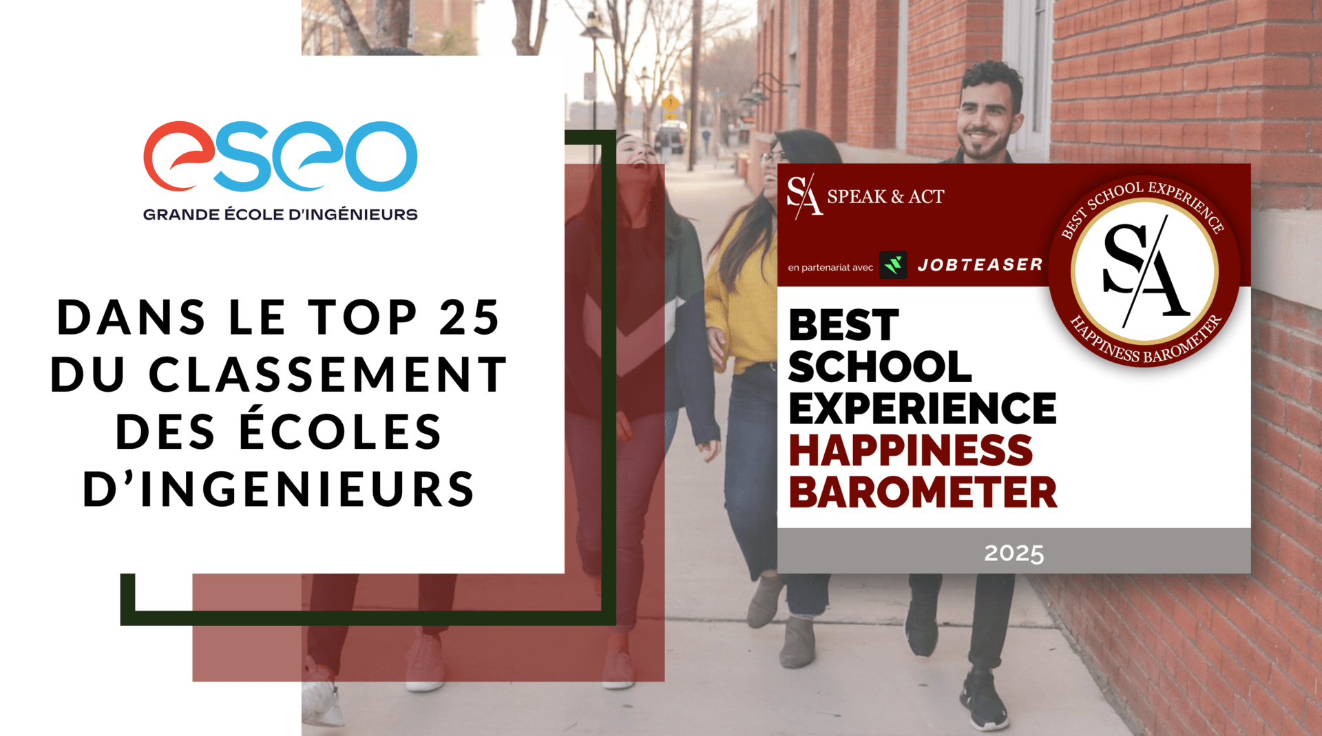 ESEO dans le classement Best School Experience 2025
