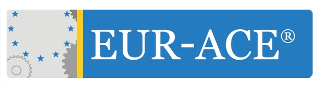 Logo bleu et blanc d'un système européen pour la certification des formations d'ingénieurs