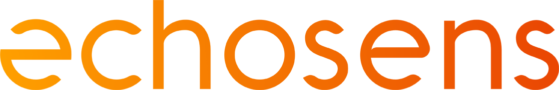 Logo ECHOSENS de couleur orange clair qui dégrade sur de rouge