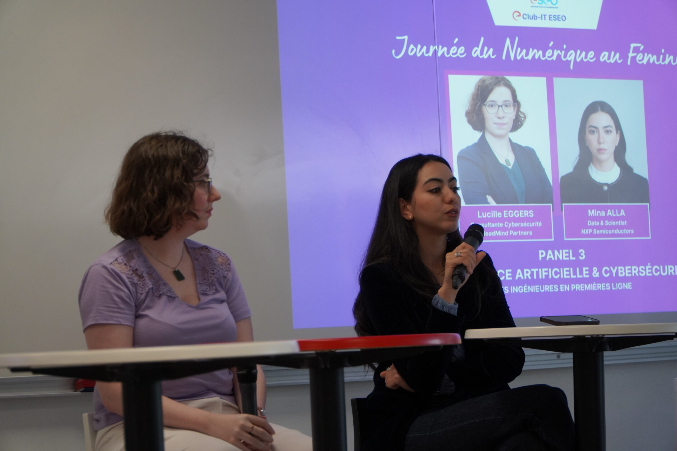 Intervenantes en panel lors de la Journée du Numérique au Féminin 2026 à l’ESEO Paris-Vélizy, échange autour de l’intelligence artificielle et de la cybersécurité